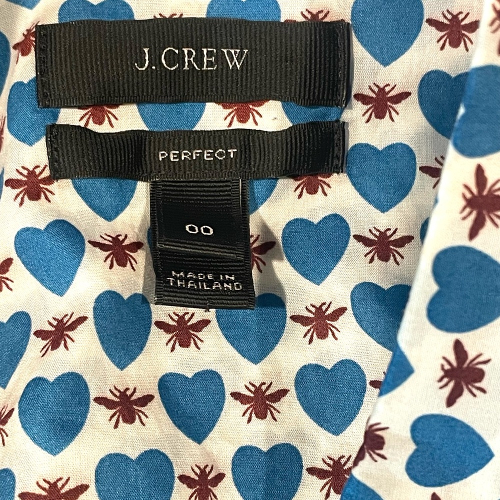 J. Crew Blue and White Heart Pattern Shirt - Picture 9 of 9